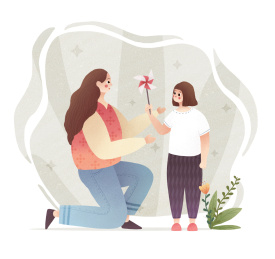 母亲节女儿送礼物给妈妈 