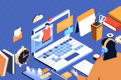 2.5D在线教育矢量插画