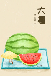 节气西瓜手绘插画