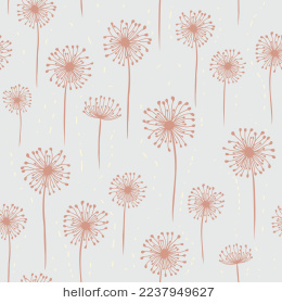 矢量蒲公英花朵图案无缝背景插图