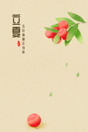杨梅节气手绘插画背景竖版