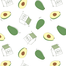 手绘线条牛油果循环图案