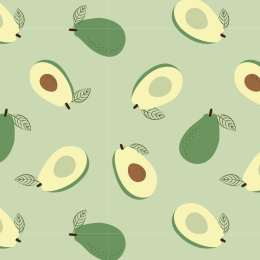 手绘矢量卡通牛油果循环图案