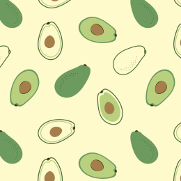 无缝拼接手绘牛油果图案花型