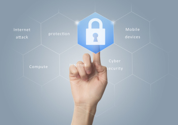 加密系统按钮，科技背景