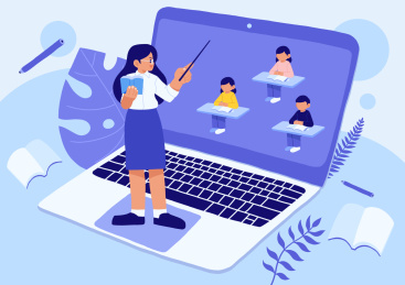 在线教育老师通过网络给学生上课