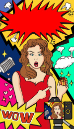 女孩直播卖货波普风格