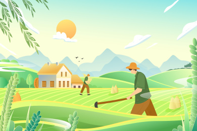 农民耕种矢量插画