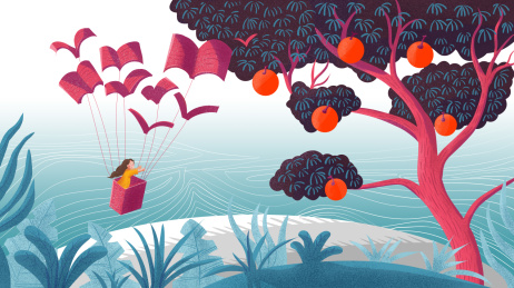 教育摘果实的女孩