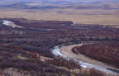 中国内蒙古呼伦贝尔额尔古纳湿地公园秋景