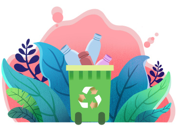 扁平垃圾分类植物背景插画