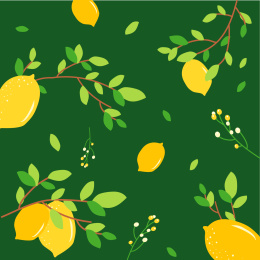 柠檬水果平铺图案矢量插画