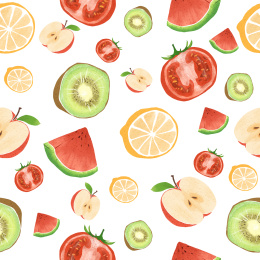 手绘营养丰富的蔬果无缝插画