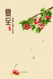 樱桃背景节气手绘插画
