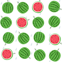 西瓜平铺图案矢量插画