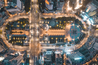 广西省南宁市金湖广场夜景航拍