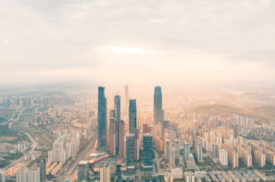 广西省南宁万象城商业区高楼航拍风光