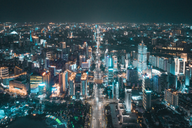 广西省南宁民族大道夜景城市航拍风光