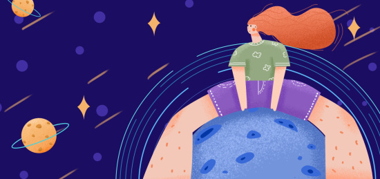 太空女孩插画banner