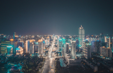 广西省南宁民族大道夜景城市航拍风光