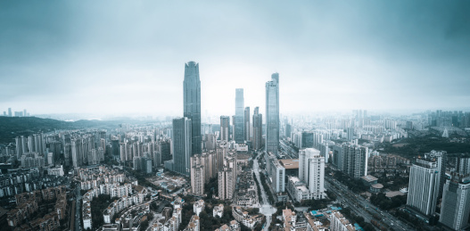 广西省南宁万象城商业区高楼航拍风光