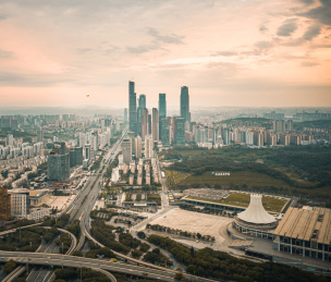 广西省南宁市东盟商务区 会展中心航拍图