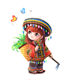 背着背篓的土家族小姑娘