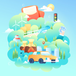 汽车交通出行矢量插画