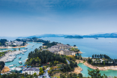 中国杭州千岛湖航拍风光