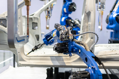 机械臂在汽车制造工厂内部