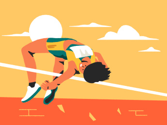 男子正在跳高比赛矢量扁平插画