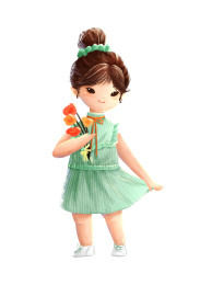 抱着花的小姑娘