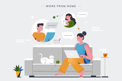 在家办公用电脑视频讨论