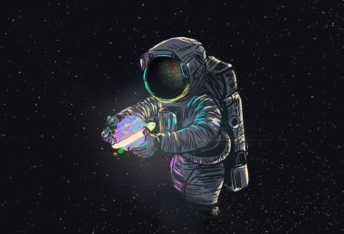 宇航员在太空中拾取星球