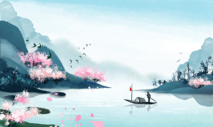 中国风水墨山水插画