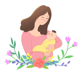 母亲抱着宝宝亲子插画