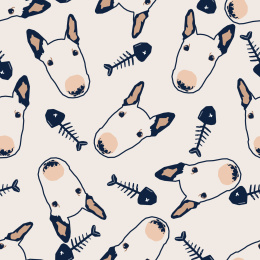 扁平风格可爱牛头梗无缝插画