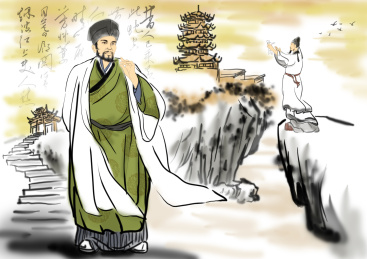 诗人登临黄鹤楼写诗