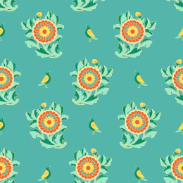 平铺无缝中国传统花鸟纹图案