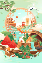 端午节中国风矢量插画