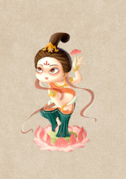 手持莲花的敦煌飞天小仙女