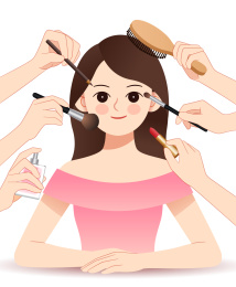 一个正在化妆的女性