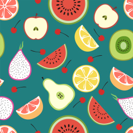 水果插画无缝图案