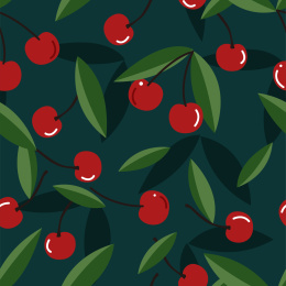 樱桃图案无缝插画