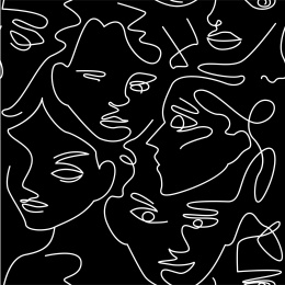 人脸线条涂鸦无缝插画