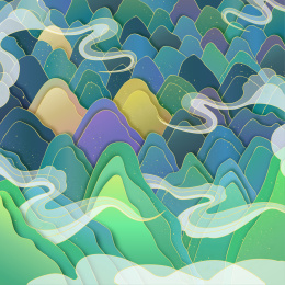 矢量新中式国潮山峦背景
