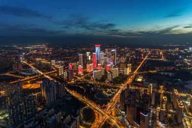 西安高新区夜景航拍
