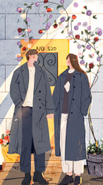 阳光洒在一起牵手出门的情侣身上，温暖幸福