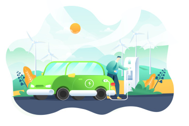 新能源汽车充电矢量插画