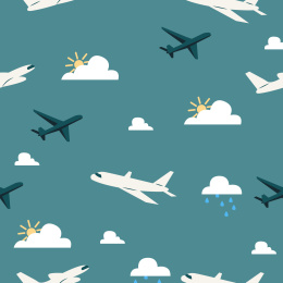 潮流可爱飞机平铺插画
